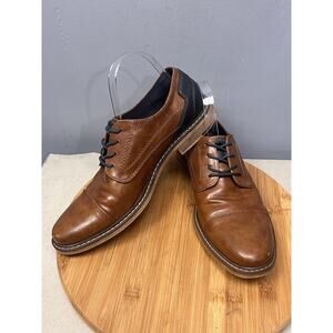 Restoration dress shoes Mens 7.5 Brown Lowry Brown Blue accents Lace up